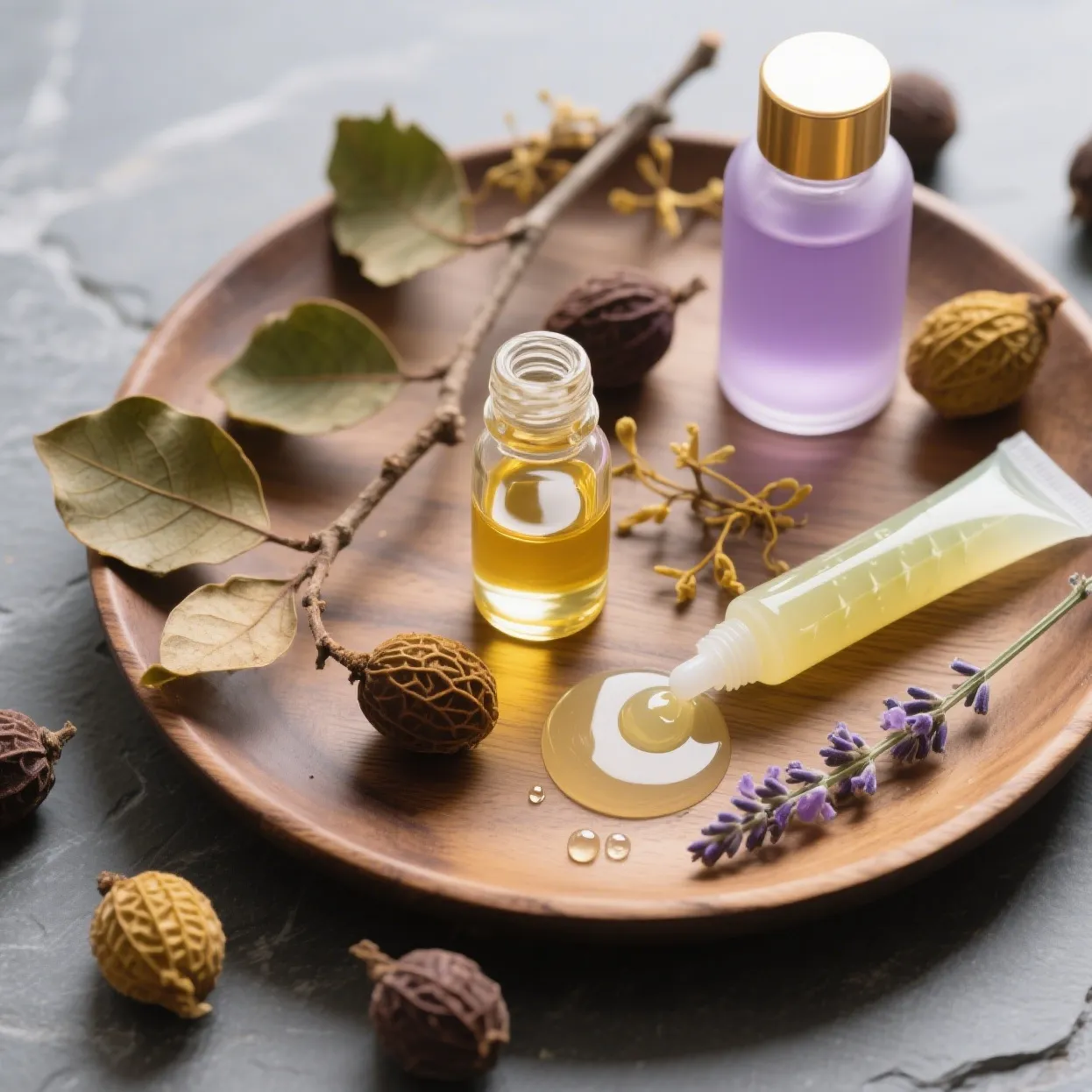Horse chestnut seeds, witch hazel extract, aloe vera gel, and lavender essential oil