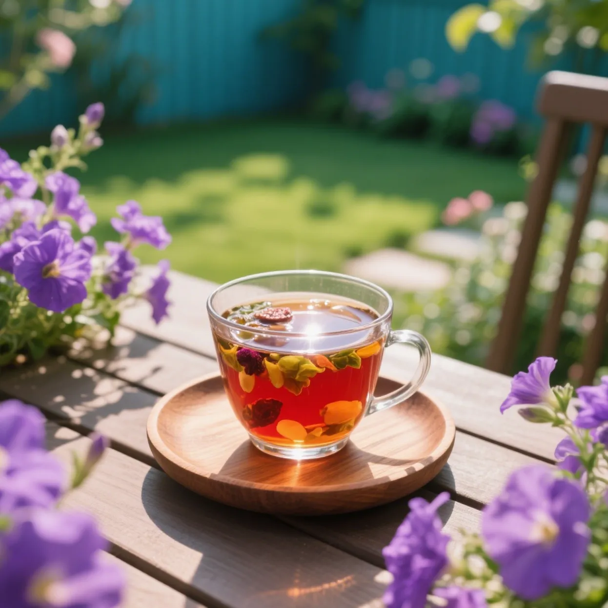 A cup of deep red hibiscus tea with fresh ginger and cinnamon
