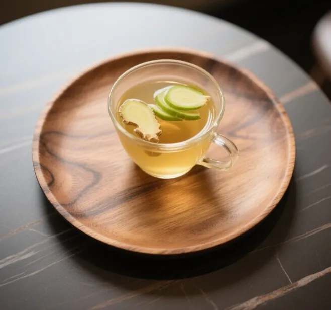 A glass of ginger and apple cider vinegar drink for bloating relief