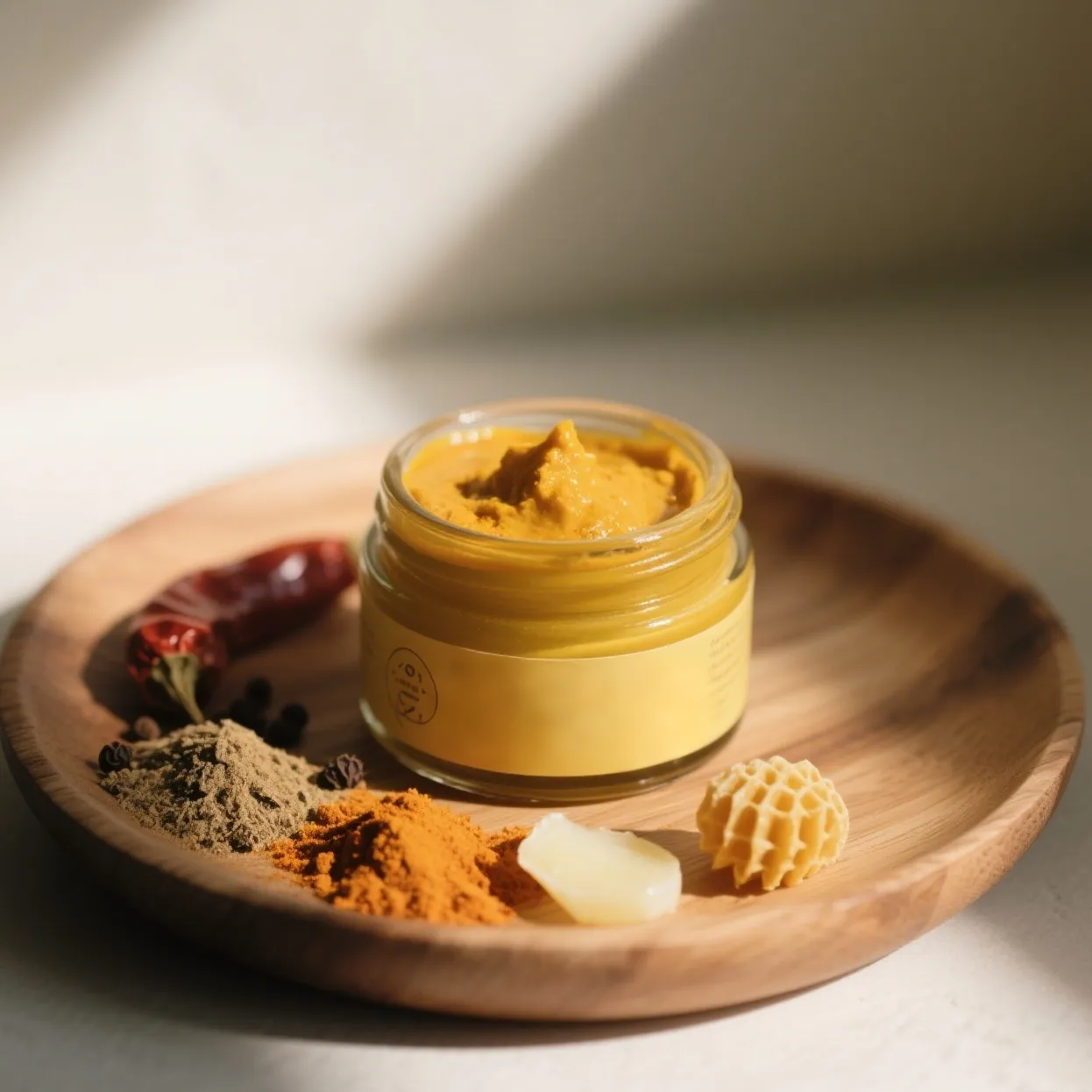 Warming Turmeric and Cayenne Balm in a glass jar